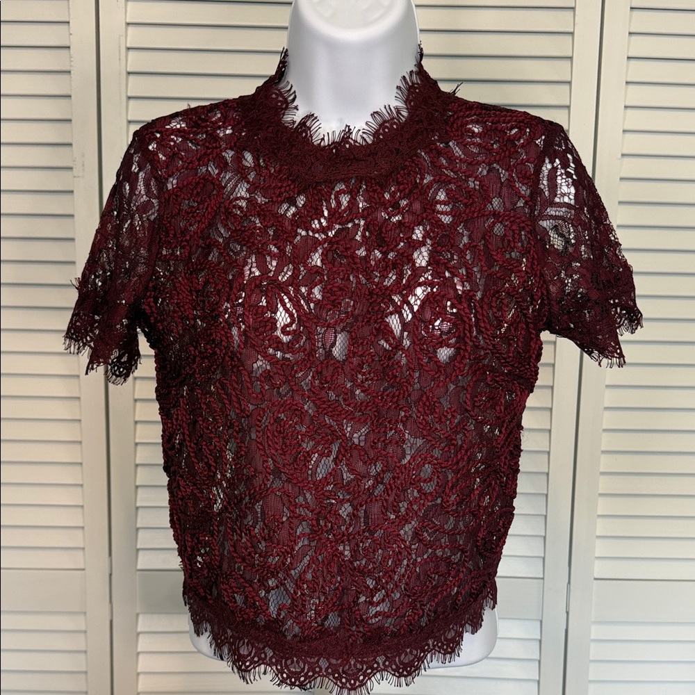 Zara Burgundy Lace Blouse